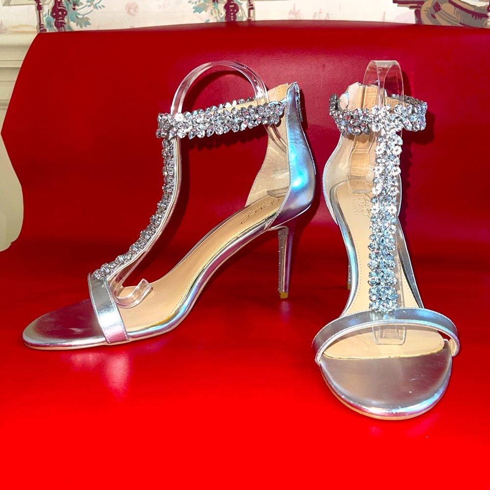 Metallic Heels with Rhinestones in size 10